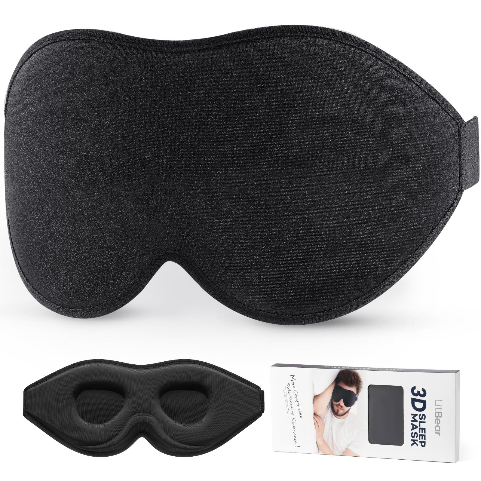 LitBear LitBear Sleep Mask for Side Sleeper Women Men, Eye Mask for Sleeping Light Blocking, 3D Contoured Cup Sleeping Mask, Soft Breathable Sleep Eye Mask with Adjustable Elastic Strap for Flight Nap