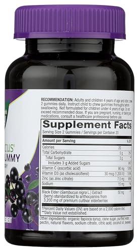 Nature's Way Nature’s Way Sambucus Elderberry Gummies, Immune Support Gummies*, Black Elderberry with Vitamin C and Zinc, 40 Gummies