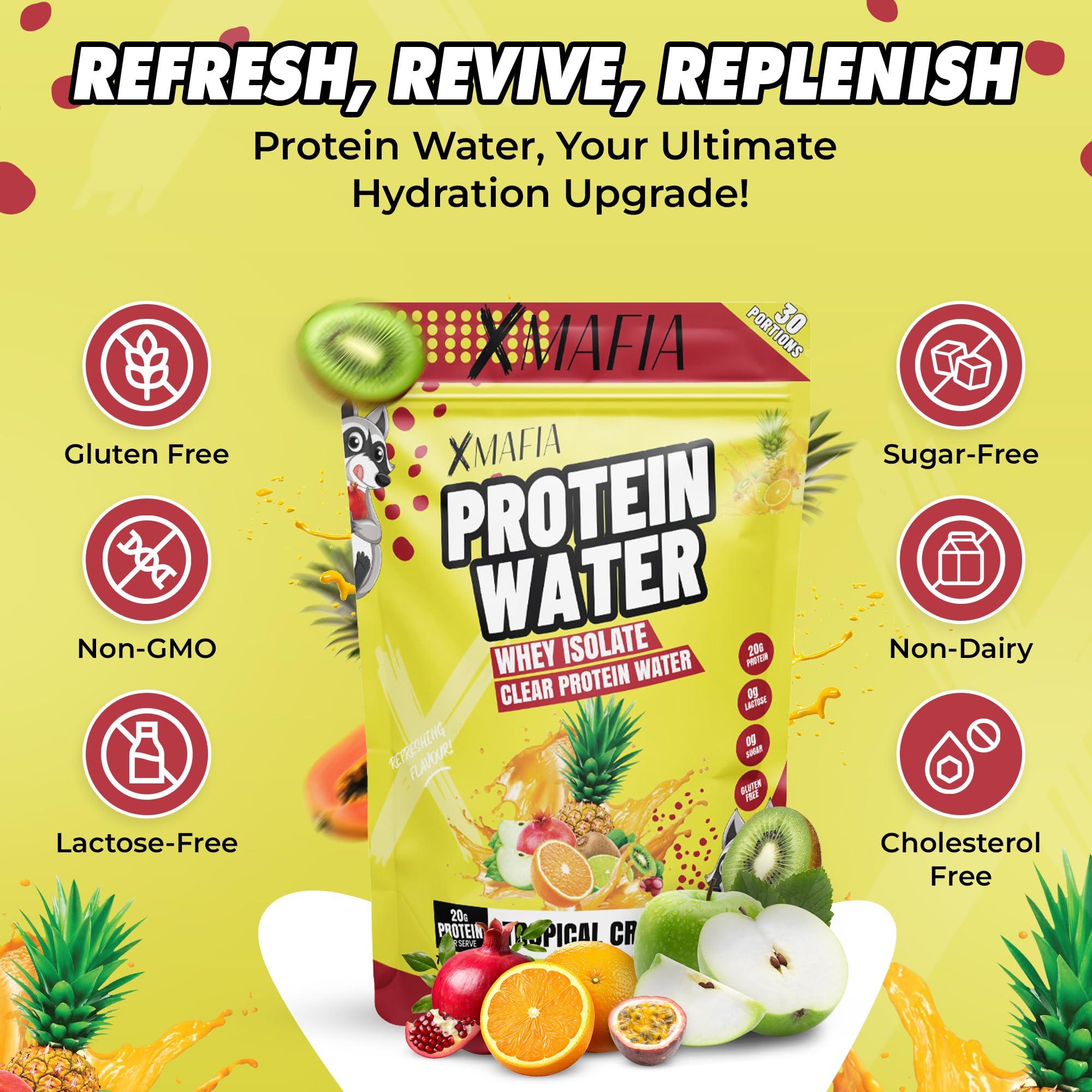 XMafia XMafia  Protein Water, Clear Protein Powder  30 Servings, 20g Protein, 27 oz - Hydrator Whey Isolate - 0g Lactose, 0g Sugar, Keto-Friendly - Tropical Crush - Iso Juice Protein, Post-Workout