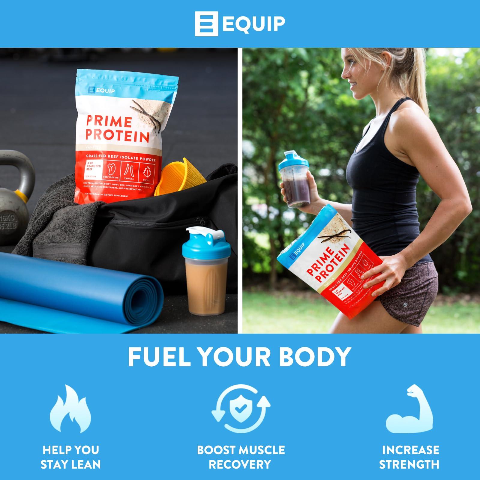 Equip Equip Foods Chocolate Prime Protein Powder - Vanilla & Chocolate - Grass-Fed Isolate Beef Protein Powder - Paleo and Gluten Free Protein Powder - Helps Build and Repair Tissue, Gluten Free