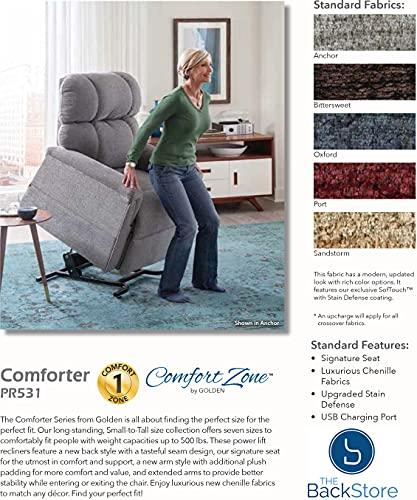 Golden Technologies Golden Technologies Comforter Series PR-531-LAR Large PR531 375 lb. Weight Capacity 3 Position Power Lift Chair Recliner - Sandstorm Tan Fabric