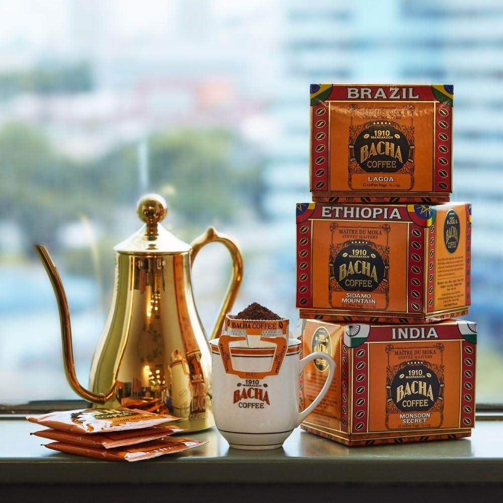 Bacha Coffee Bacha Coffee | Blue Danube Fine Flavoured, Medium Roast, 12 * 12g Individually Wrapped 100% Arabica Single Serve Filter Bags