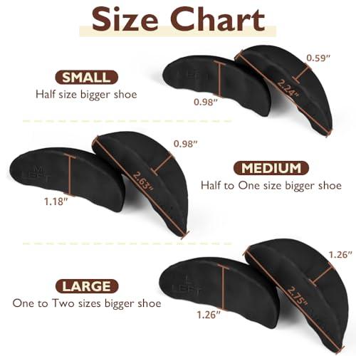 Dr.Foot Dr.Foot Shoe Filler Inserts for Loose Shoe, Toe Filler Cushion Inserts for Shoe Too Big, Big Shoe Fillers Make Shoes Fit for Casual Sports High Heels Boots (Small: Half Size Bigger, Black)