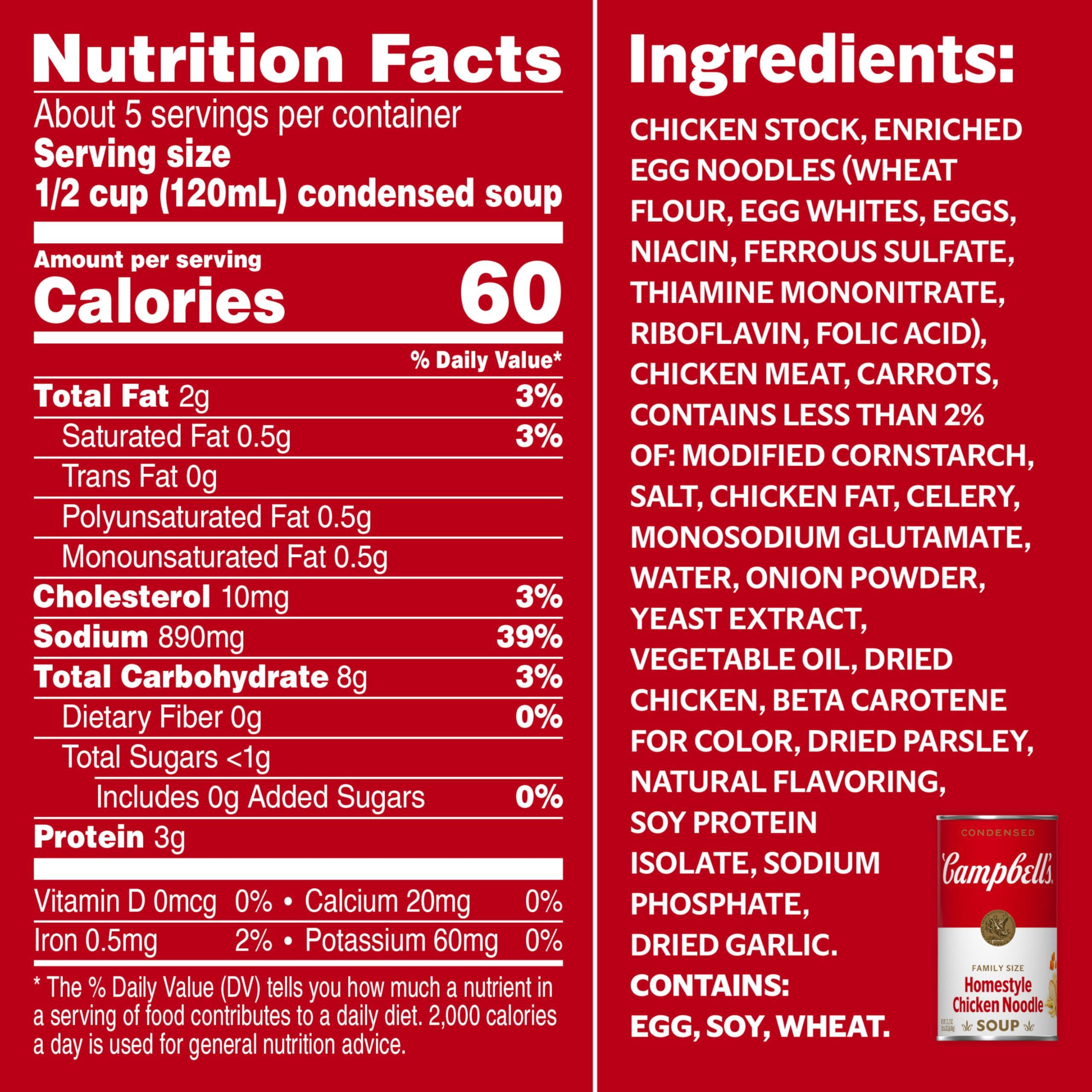 Campbell's Campbells Condensed Homestyle Chicken Noodle Soup, 22.2 oz Family Size Can (12 Pack)