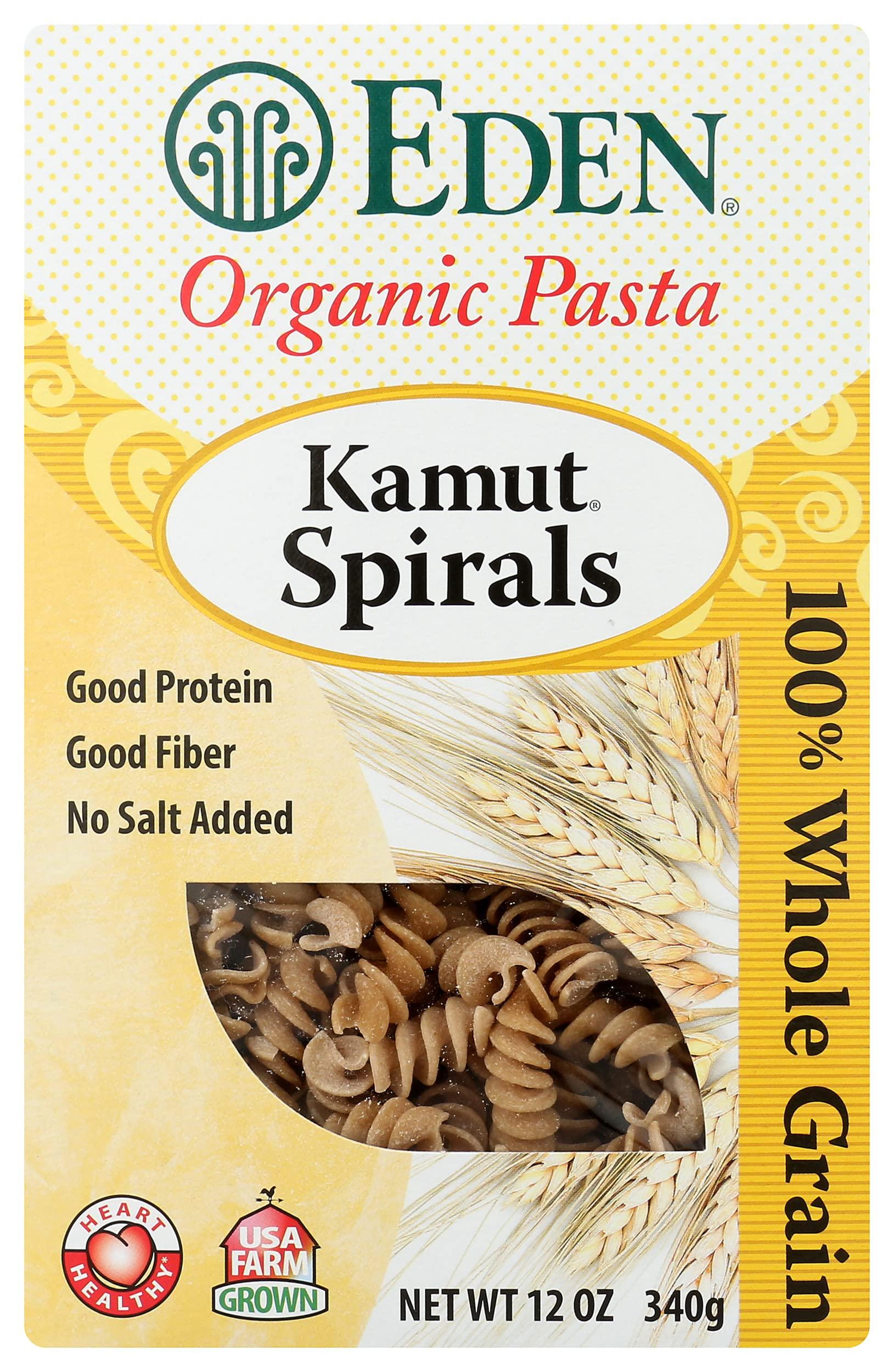 Eden Eden Foods Organic Pasta, Kamut Spirals, Sodium Free, Non-GMO, 12 Oz (Pack of 6)