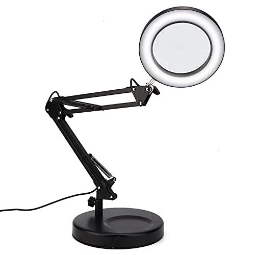 ANGGREK Magnifying Glass lamp, Dimmable Magnifying Lamp Adjustable Swing Arm Lighted Magnifier Desk Lamp USB Desktop Magnifying Glass Lamp Tattoo can be Folded for Repair, Crafts, Close Work