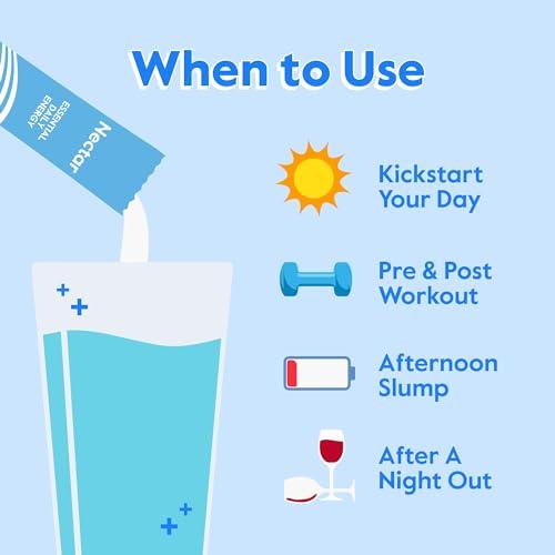 Nectar Nectar Energy Booster - Organic Caffeine, B12 & Electrolytes - Sugar Free & Zero Calorie – Healthy Coffee, Energy Drink & Soda Alternative – Hydration & Energy Supplement (Variety 18 Powder Packets)