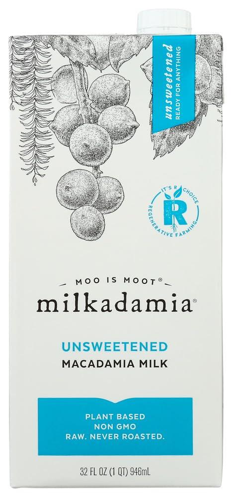 TAOindustry Milkadamia Unsweetened, Macadamia Milk, 32 Oz (3 pack)