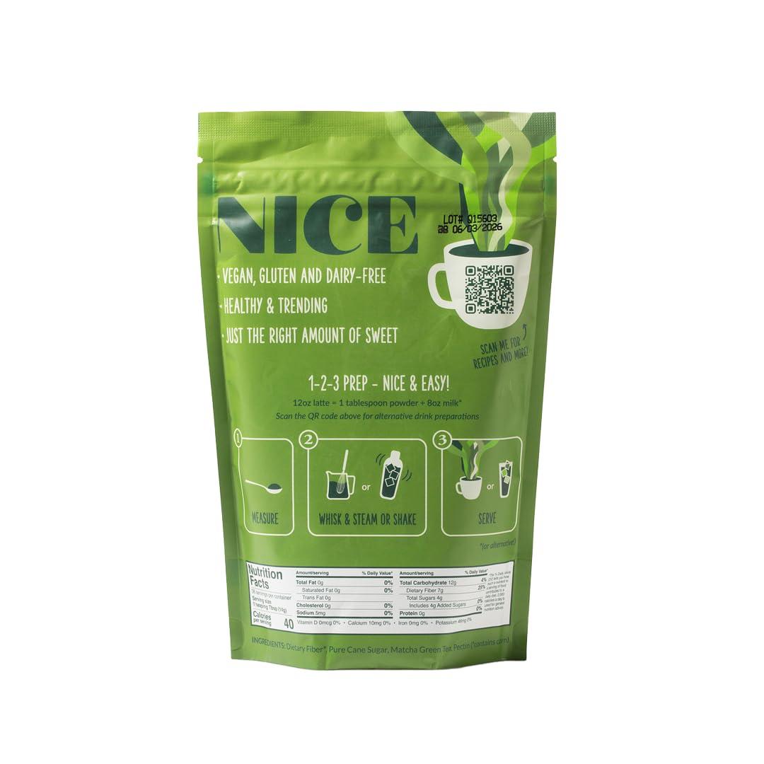 Two Leaves and a Bud Two Leaves and a Bud Nice Matcha Sweetened Latte Blend, Japanese Matcha Latte Powder, Matcha Green Tea Powder, 1 Resealable Bag, 1.1lb (500g)