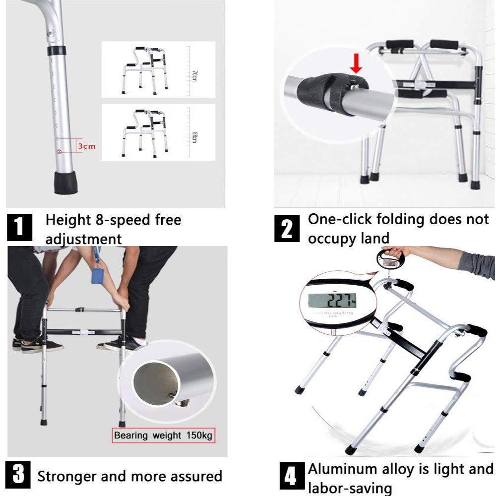 WRRQCVAL Walking Frame, Folding Zimmer Walker Lightweight Portable Walking Mobility Aids for Elderly Disabled Adjustable Height with Shower Rollator with 2 Wheels Interesting