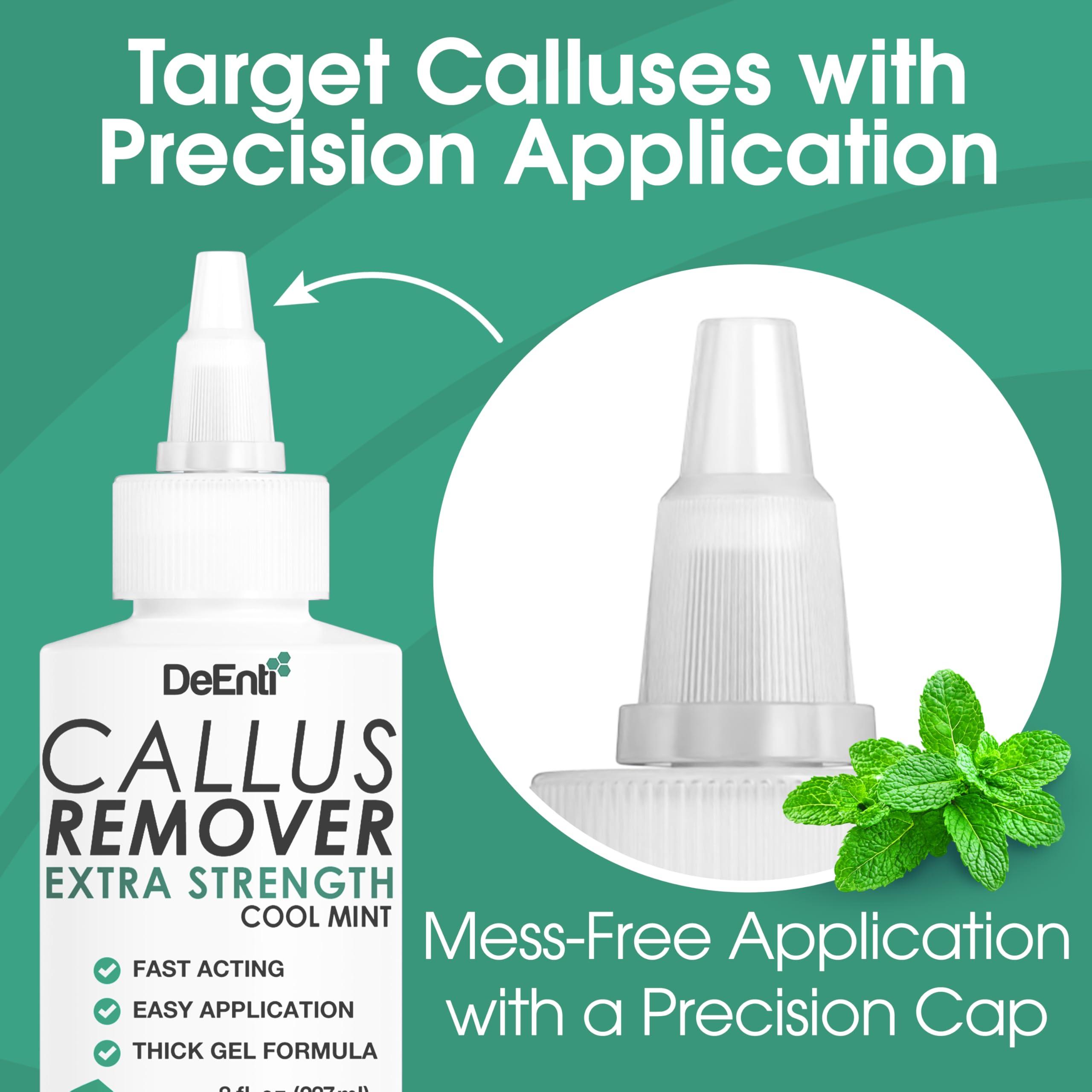 DeEnterprises, Inc. DeEnti Callus Remover for Feet, Extra Strength Foot Callus Remover Gel, 8oz Salon Grade Home Pedicure Supplies for Dry Skin, Cracked Heel, Professional Strength Foot Care, Cool Mint