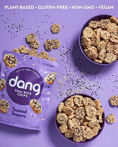 DANG Dang Thai Rice Chips | Toasted Sesame | 12 Pack | Vegan, Gluten Free, Non GMO Rice Crisps, Healthy Snacks Made with Whole Foods | 3.5 Oz Resealable Bags