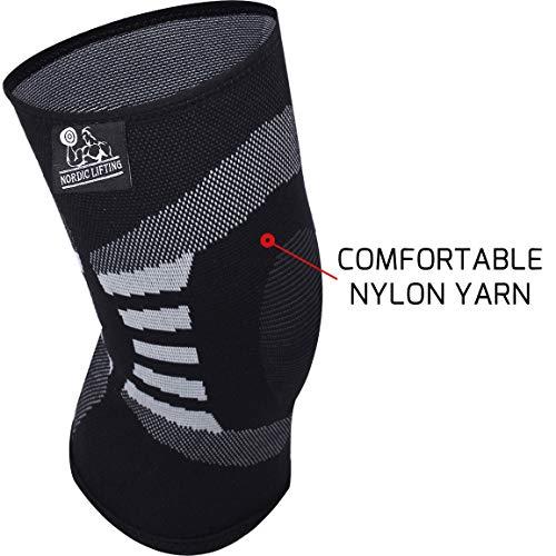 Nordic Lifting Nordic Lifting Knee Compression Sleeves (1 Pair) XXL, Grey and Kinesiology Tape (2-Pack) PrimeTape