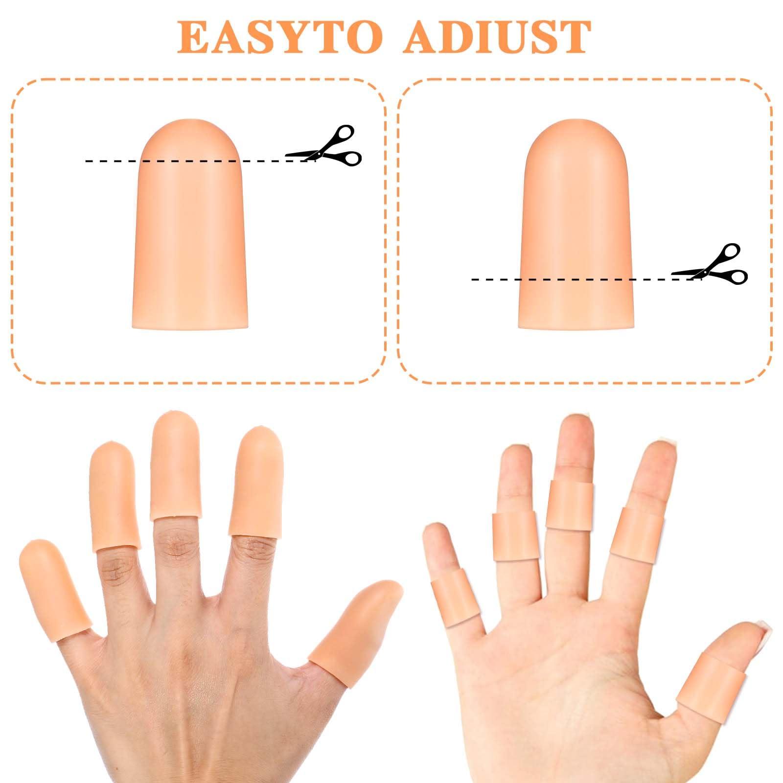 Qianyu Qianyu 8 PCS Gel Finger Protectors Skin Color Fingertip Bandages Covers Support Waterproof Finger Sleeves Cots Reusable Elastic Tips Guards Pain Relief for Cut Thumb Cracking Biting