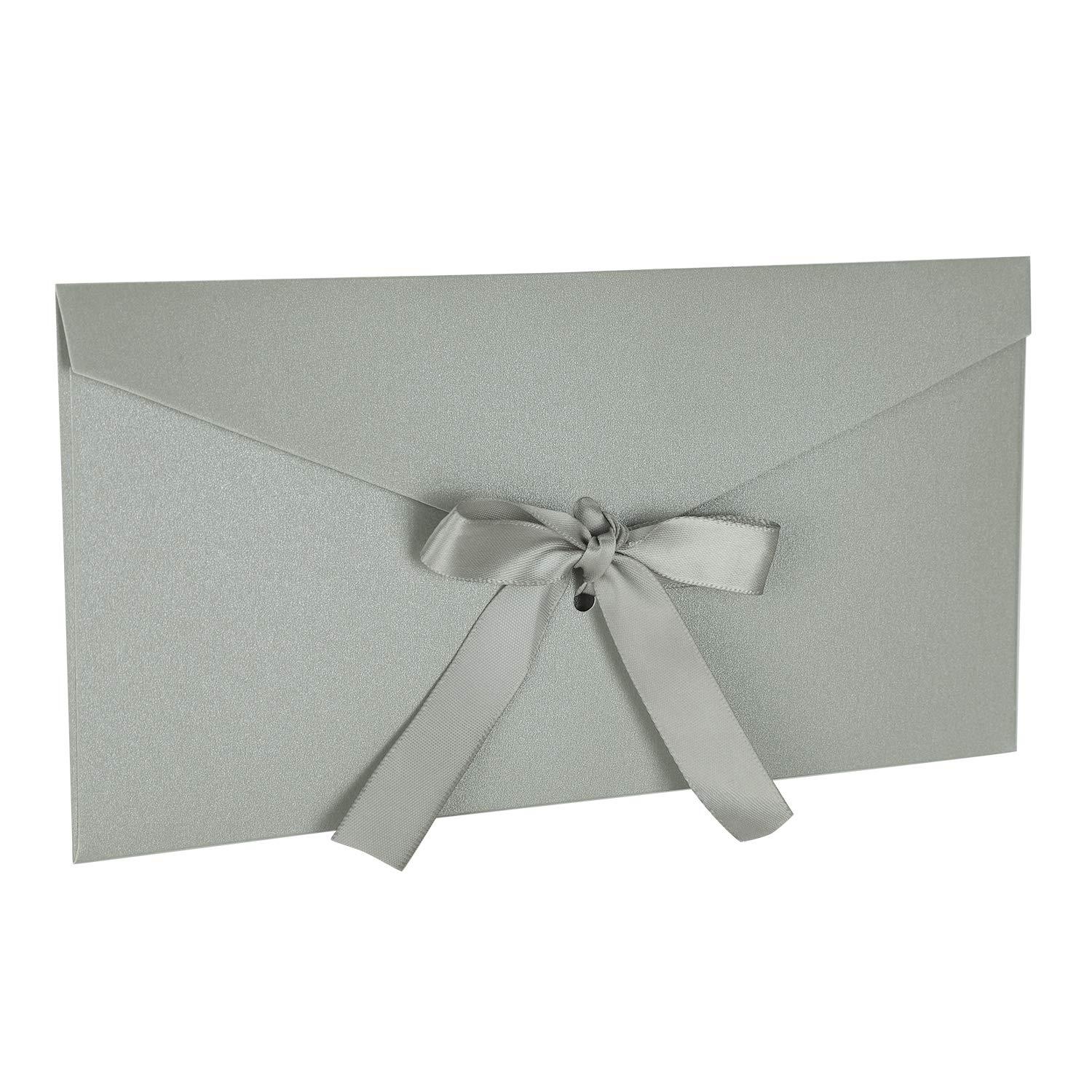 Generic Large Gift Card Envelopes Letters Invitations Greeting Cards Large Envelopes Elegant Business Wedding Envelopes with Bow Ribbon for Note Cards DIY Cards, 4.3\" x 8.6\"