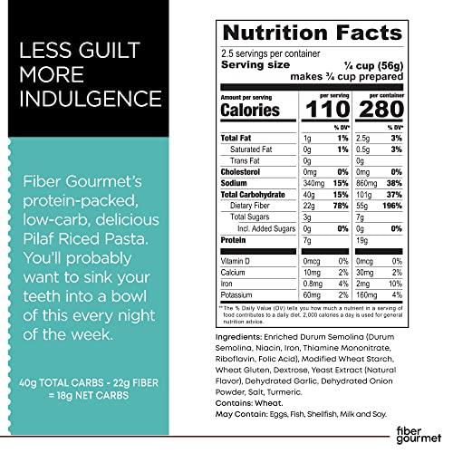 Fiber Gourmet Fiber Gourmet Pasta Original Pilaf Riced Pasta Fiber-Rich, Low Calorie, Healthy Pasta Made in Italy, Kosher, Vegan Certified, Non-GMO and Has Zero Artificial Colors or Flavoring 5 Oz (Pack of 6)