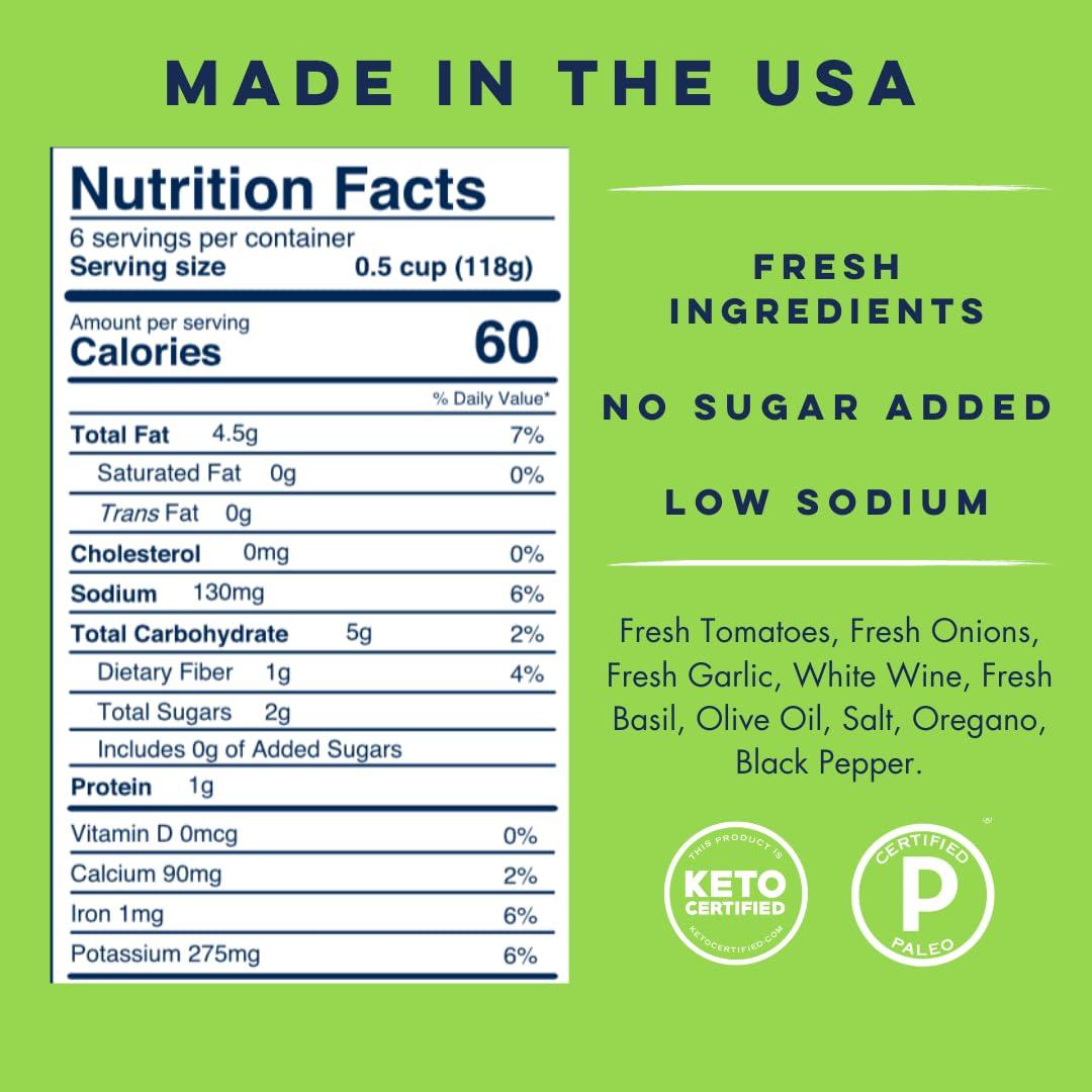 Yo Mama’s Foods Yo Mama\'s Foods Keto Tomato Basil Pasta and Spaghetti Sauce - Pack of (3) - No Sugar Added, Low Carb, Low Sodium, Vegan, Gluten Free, Paleo Friendly, and Made with Whole, Non-GMO Tomatoes