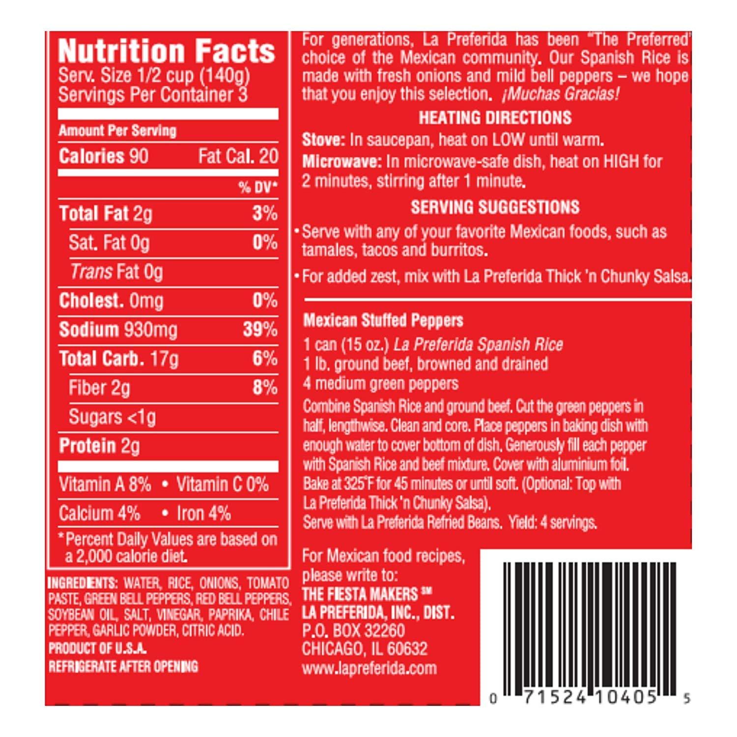 LA PREFERIDA La Preferida Canned Spanish Rice, 15 OZ, (Pack of 6)