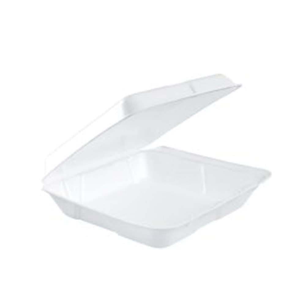 DART Dart 80HT1R PEC White Large 1 Compartment Foam Hinged Container - Pack of 200