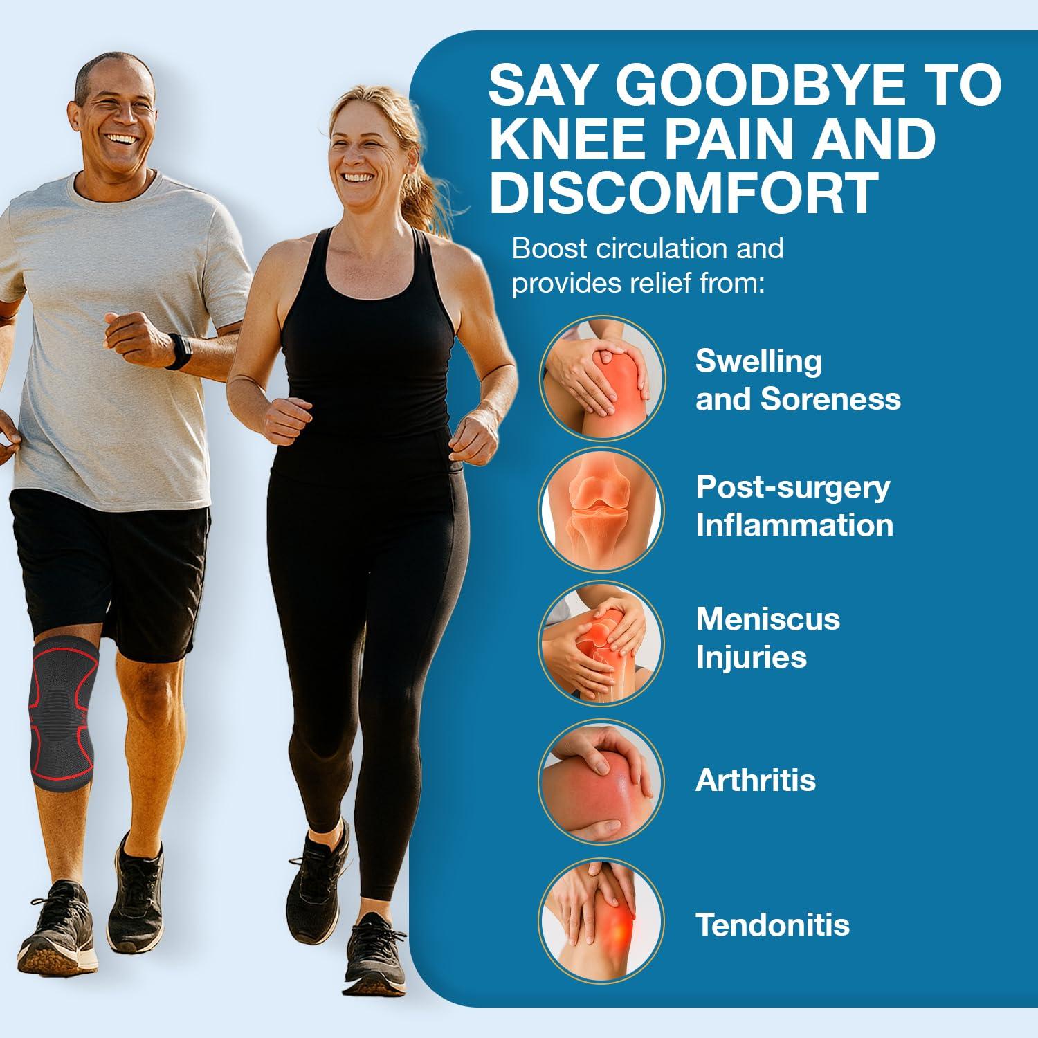 UFlex Athletics UFlex Athletics Knee Compression Sleeve Support for Women and Men - Knee Brace for Pain Relief, Fitness, Weightlifting, Hiking, Sports - Red, Small