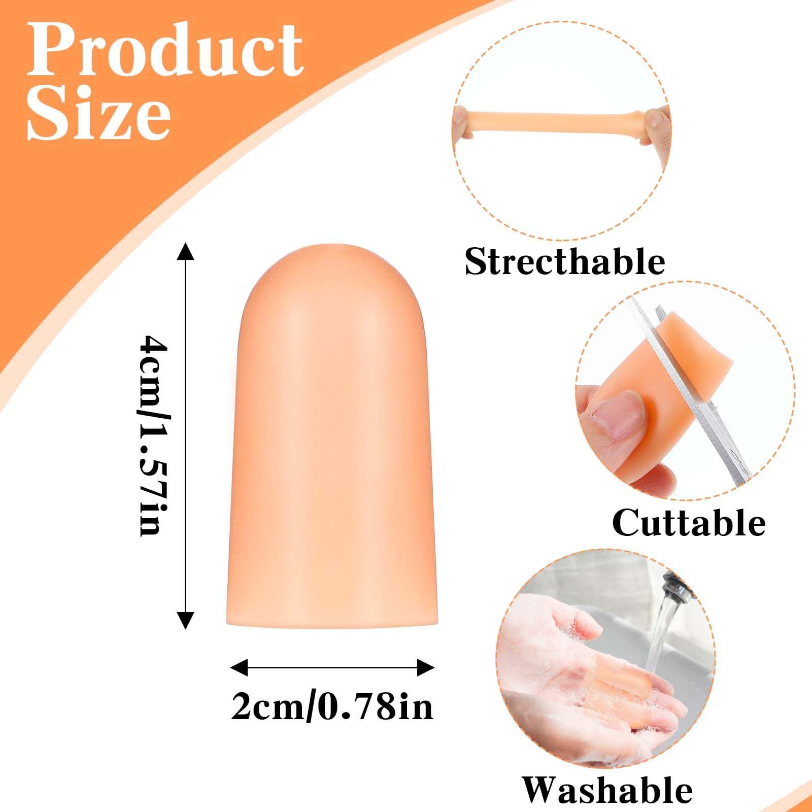 Qianyu Qianyu 8 PCS Gel Finger Protectors Skin Color Fingertip Bandages Covers Support Waterproof Finger Sleeves Cots Reusable Elastic Tips Guards Pain Relief for Cut Thumb Cracking Biting