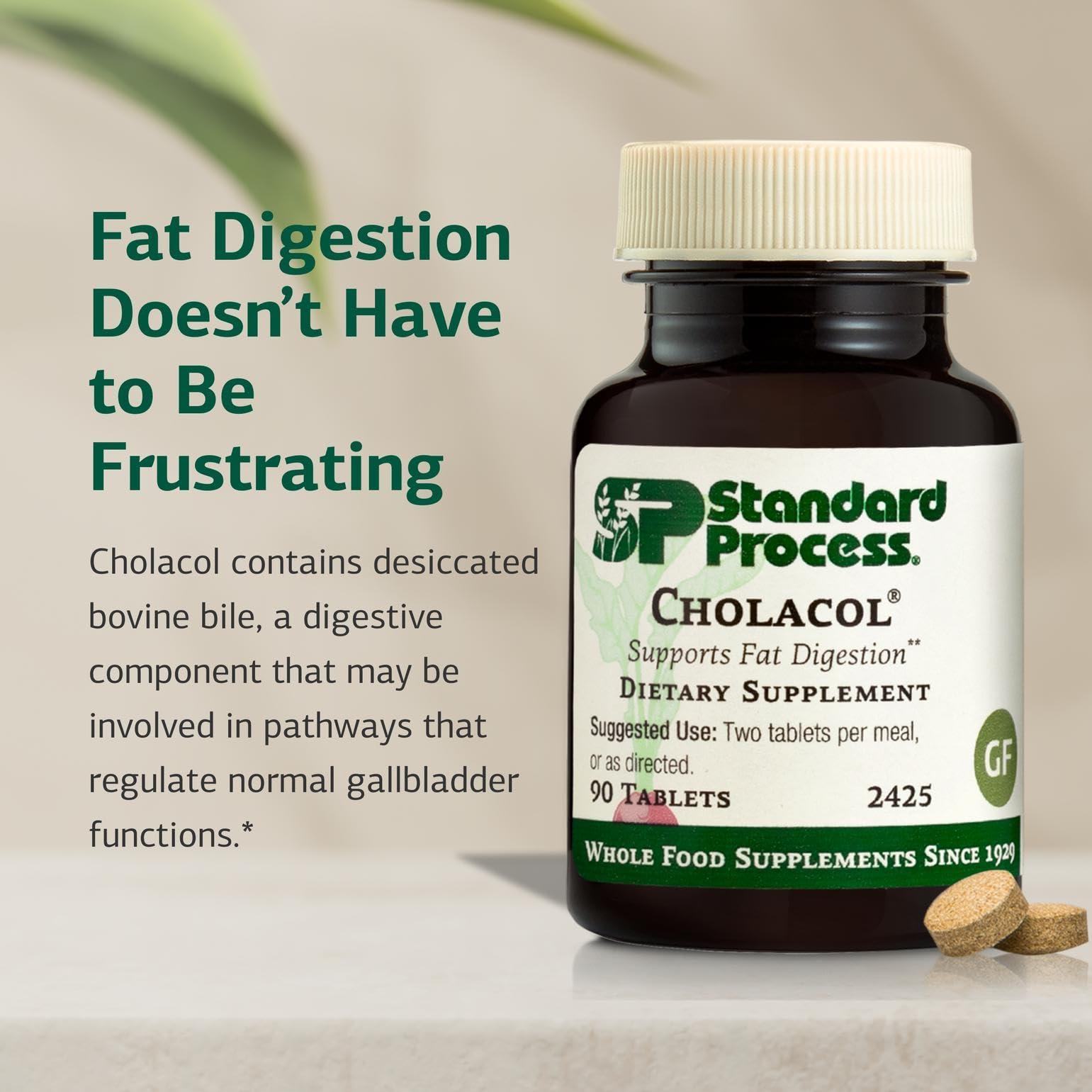 Standard Process Inc. Standard Process Inc. Cholacol - Gallbladder Support Supplement - Fat Digestion Supplement for Digestive Health & Bile Support - Gluten-Free, Non-Dairy & Non-Soy - 90 Tablets