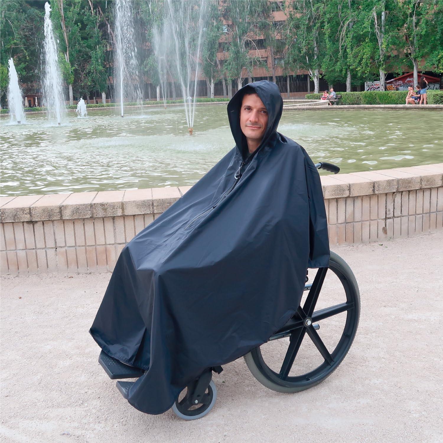 ActionCare ActionCare - Waterproof Wheelchair Poncho - Adult Standard - Wheelchair Rain Cape, Navy