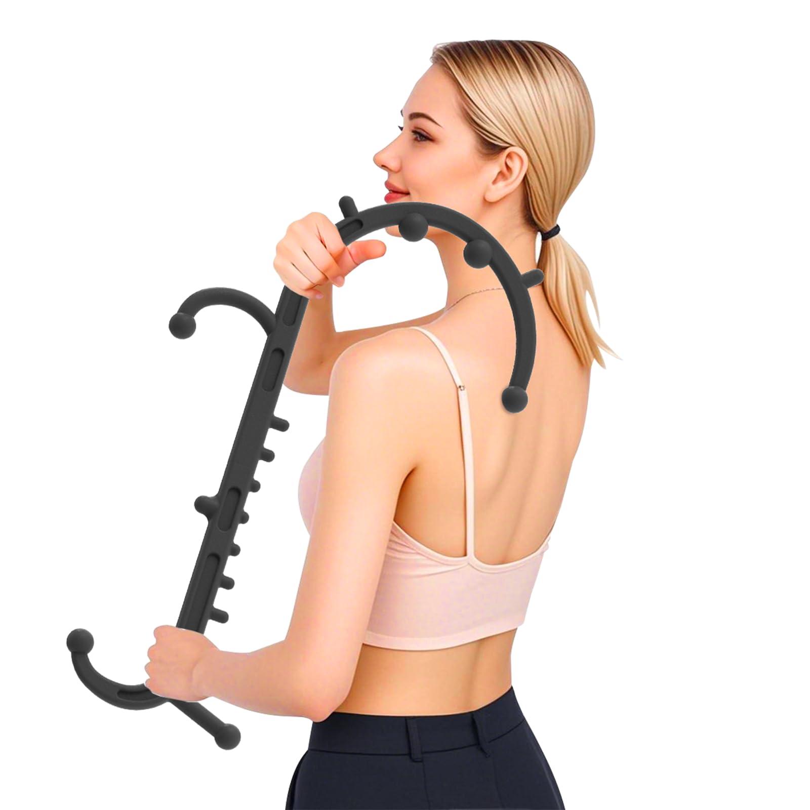 Cubetoou Cubetoou Back and Neck Massager for Pain Relief Deep Tissue, Upgraded Full Body Trigger Point Cane Massage Tools, Massage Stick Pressure Point Hook, Muscle Knot Remover Tool (Black)