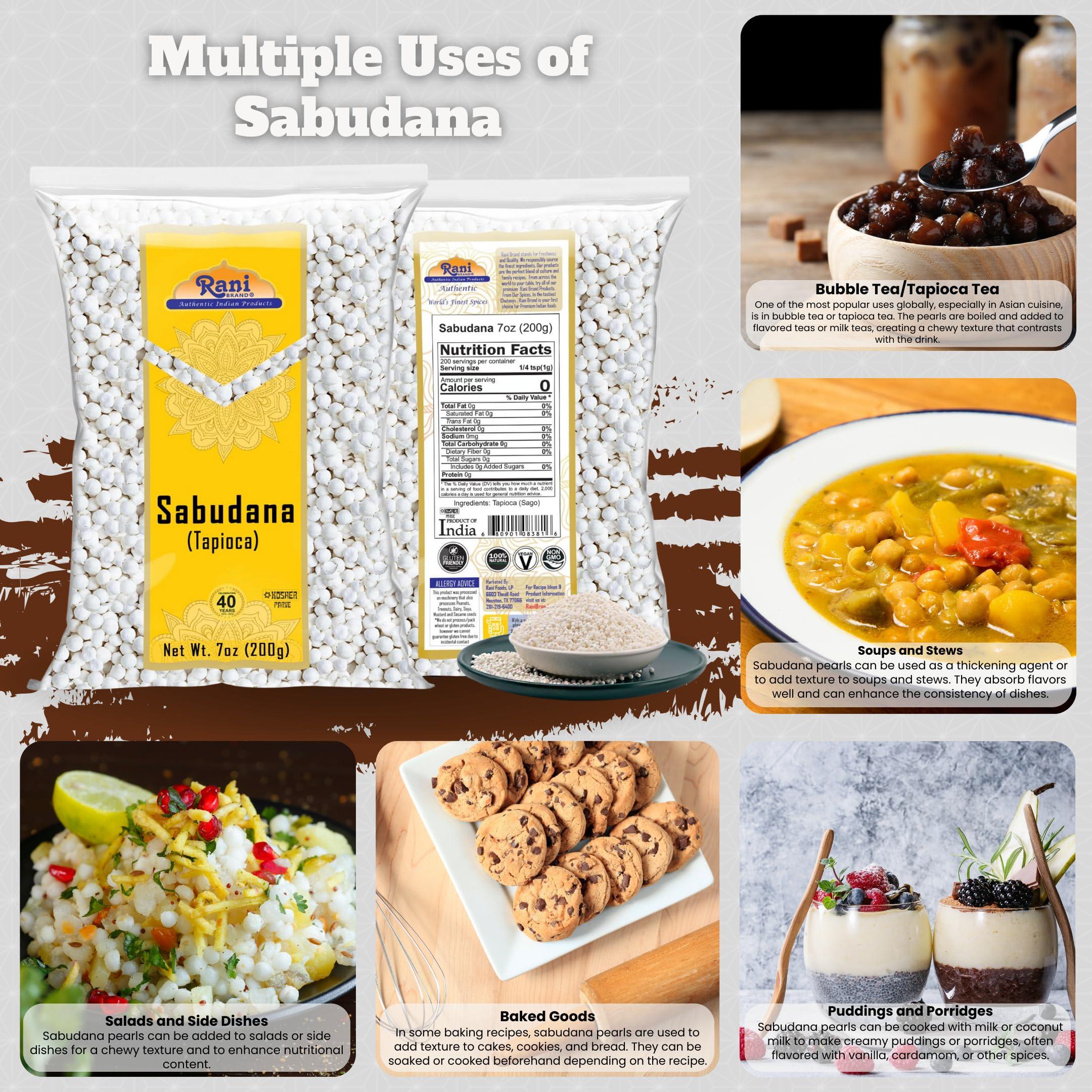 Rani Brand Authentic Indian Products Rani Sabudana (Tapioca/Sago) Pearls 7oz (200g) ~ All Natural | Vegan | No Colors | NON-GMO | Kosher | Indian Origin