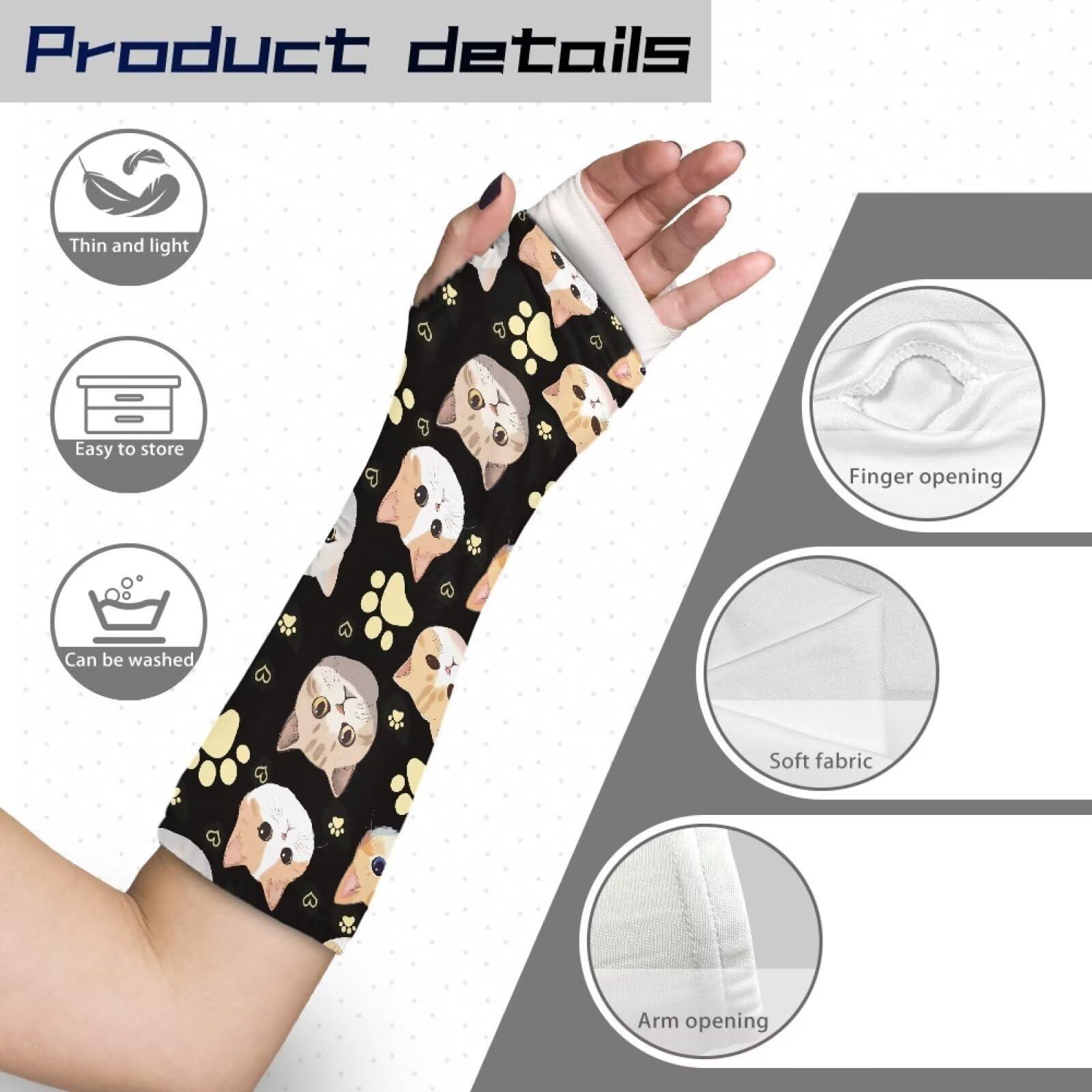 Gomyblomy Gomyblomy Funny Cats Arm Cast Cover Paw Print Arm Cast Protector for Bath Shower Breathable Washable Arm Cast Sleeve for Adults Kids