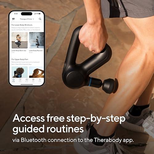 TheraGun TheraGun Prime Quiet Deep Tissue Therapy Massage Gun - Bluetooth Enabled, Electric Percussion Massage Gun & Personal Massager for Pain Relief in Neck, Back, Leg, Shoulder and Body (Black - 5th Gen)