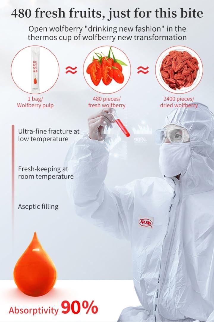 hee creek Goji Berries Fruit Puree Raw Liquid Drink (Wolfberries Juice) 100% pure juice Undiluted -15ml*20 PCSNo Added Sugar wolfberry tea goji puree goji juice (Wolfberries)