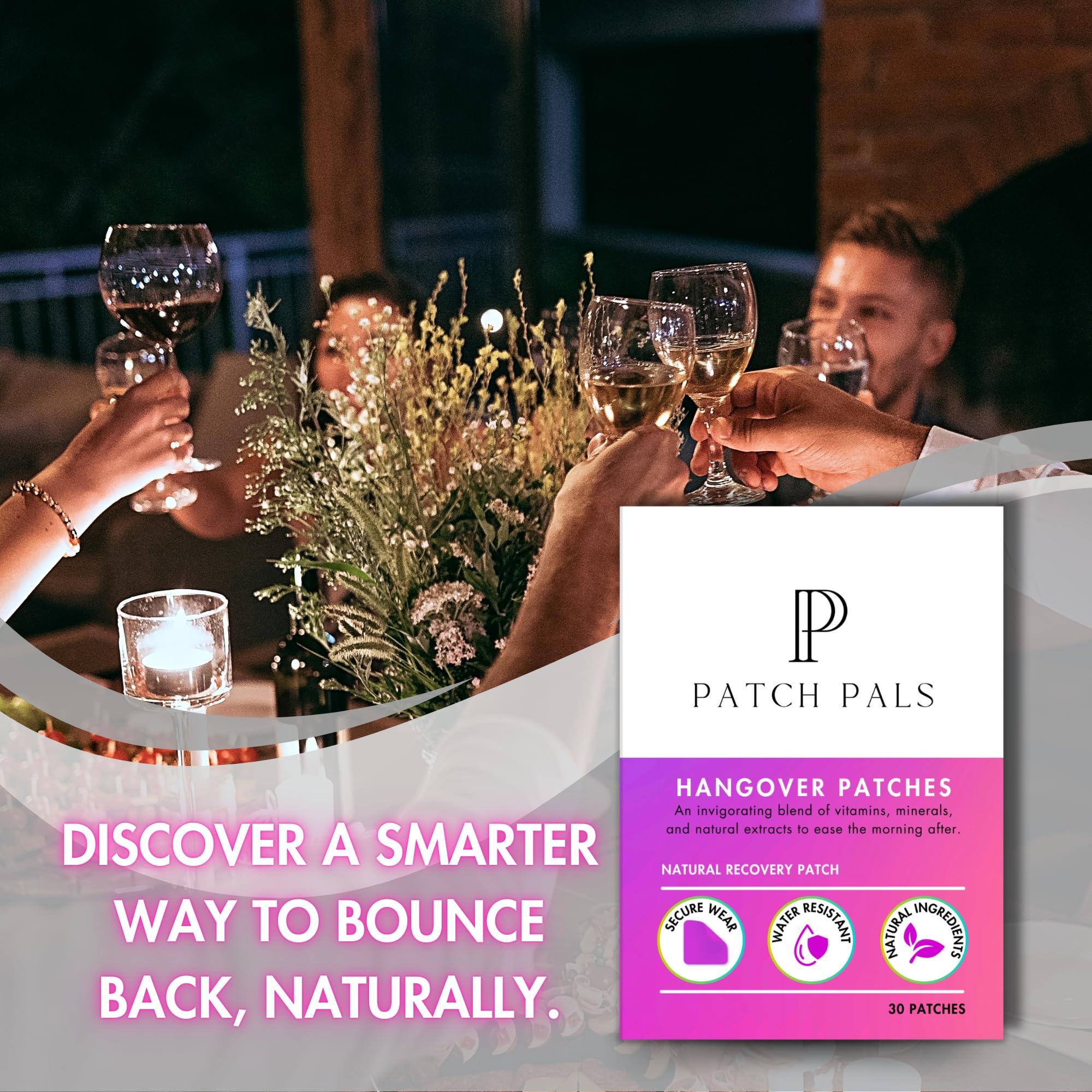 P Patch Pals P Patch Pals Natural Hangover Patches - Waterproof Clear Party Patches (30 Count) - Discreet and Sticks to Skin Well - Use Before Drinking and Wake Up Refreshed and Energized After Party