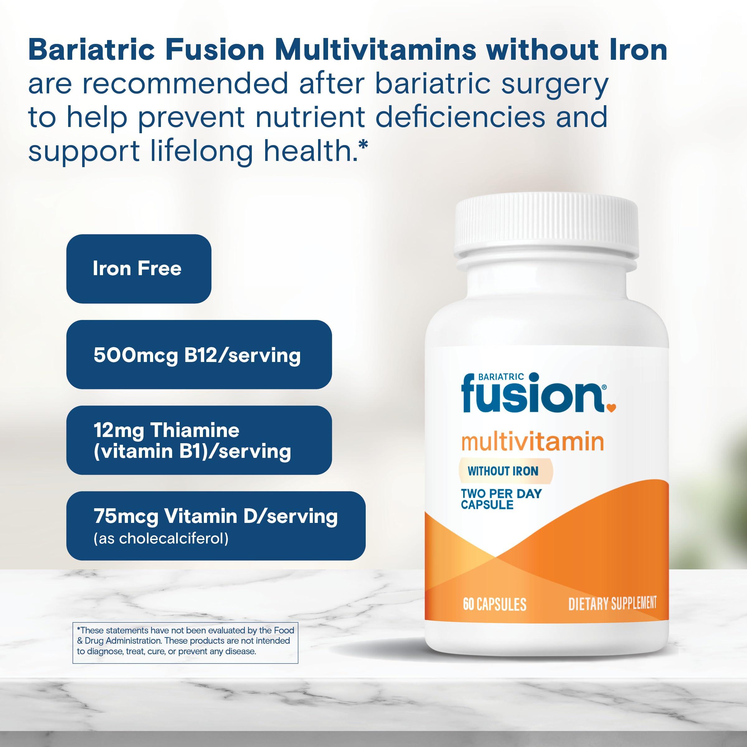 Bariatric Fusion Bariatric Fusion Bariatric Multivitamin without Iron | Post Bariatric Surgery Patients | Iron Free Bariatric Vitamin for Gastric Bypass and Sleeve Gastrectomy | 60 Capsules | 1 Month Supply