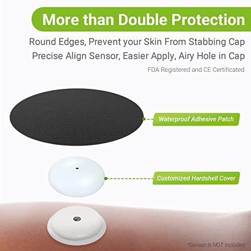 Kovoq Kovoq Libre 2 Sensor Covers Waterproof- Adhesive Patches for Freestyle Libre Sensors (40PCS), 2 Hardshell Cover, Sweatproof, Breathable Latex-Free and Hypoallergenic Black