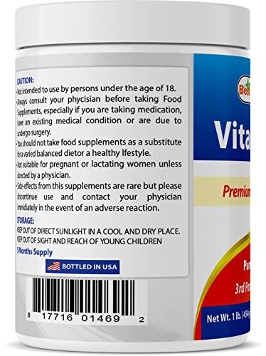 Best Naturals Best Naturals 100% Pure Vitamin C Powder Non-GMO 1 lb (454 Grams) Powder (Also Called Ascorbic Acid) (1 LB (Pack of 3))
