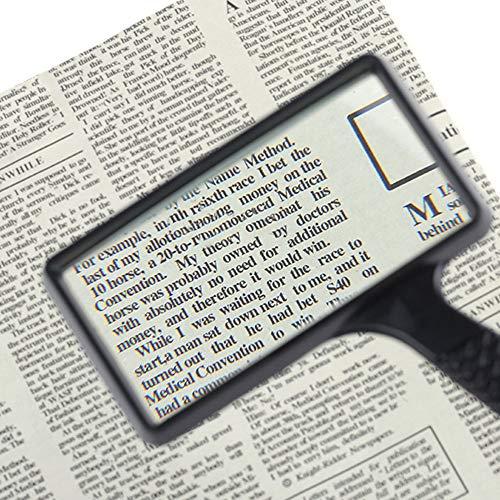 HACSYP Magnifying Glass 5X Magnifying Glass Jewelry Identify Hand Loupe Glass Lens Reading Magnifier Rectangular Shape Long Handle Old Man Students