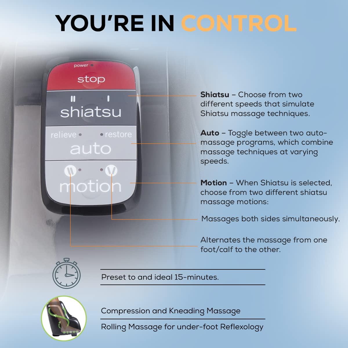 Human Touch Human Touch Reflex5s Foot & Calf Massager for Stress & Plantar Fasciitis Relief+Relaxation +Kneading & Compression for Circulation Support -1 Year Warranty - Adjustable Fit for Women & Men Size 12