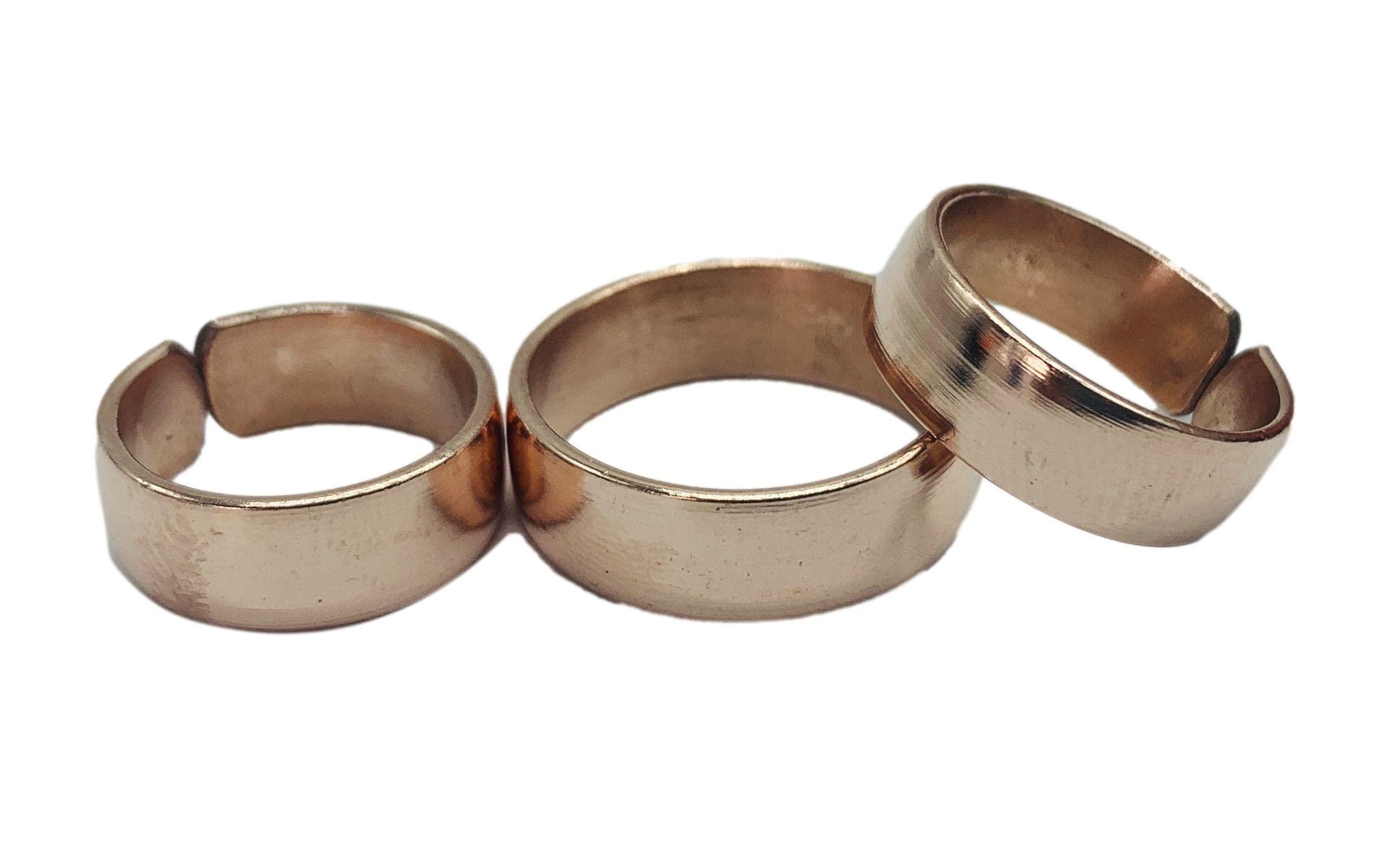 Healing Lama Set of 3 Hand Forged Pure Copper Rings. Made with 100% Pure Raw Untreated Copper. Helps Reduce Finger Joint Pain and Swelling. Tibetan Healing Medicine Ring Set. (Plain)
