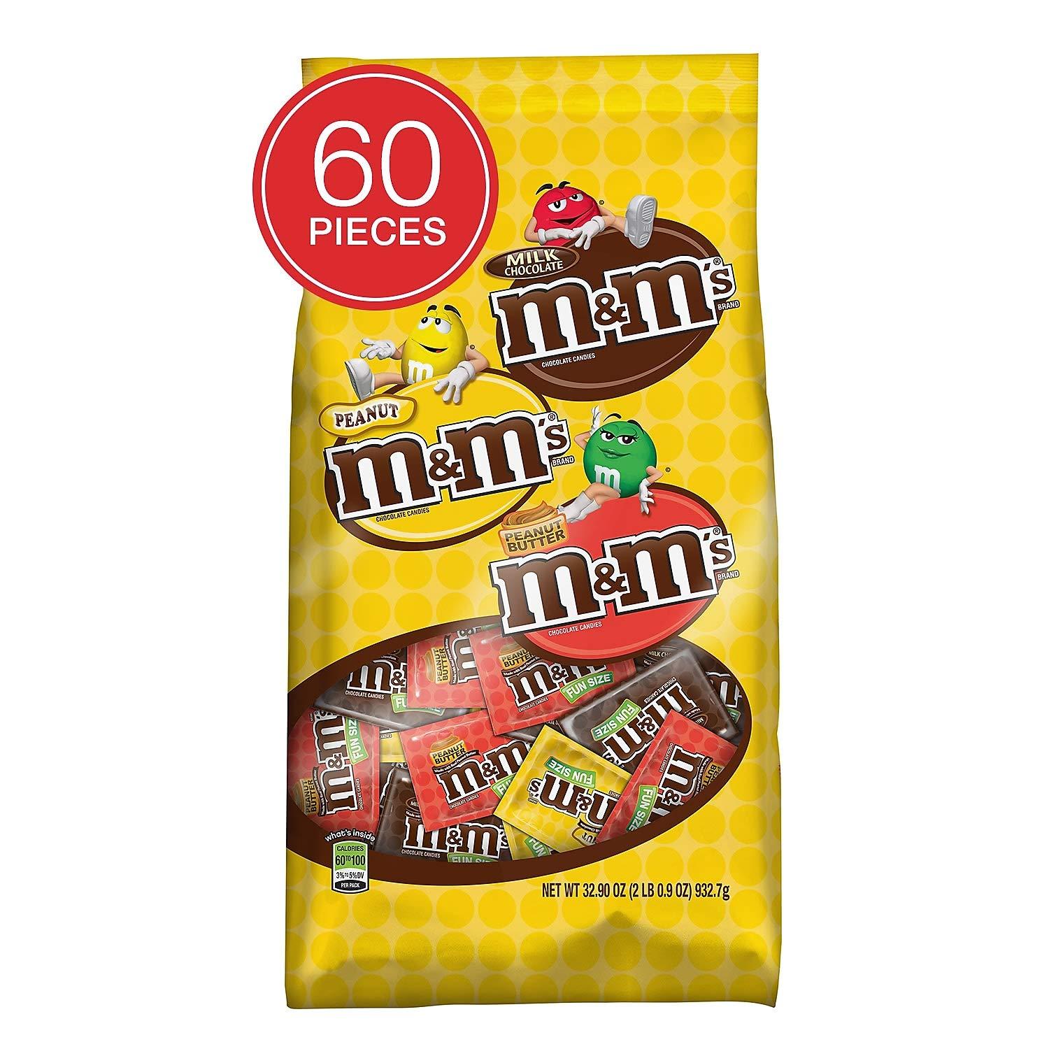 M&M'S M&M's SN51793 Chocolate Fun Size Candy Variety Bag 32.09 oz 60 Piece