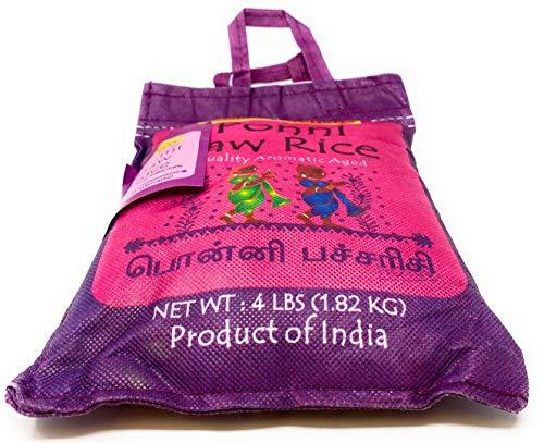AUTHENTIC TASTES OF INDIA ASIAN KITCHEN Asian Kitchen Ponni Raw Rice 4-Pound Bag, 4lbs (1.81kg) Short Grain Rice ~ All Natural | Gluten Friendly | Vegan | Indian Origin | Export Quality