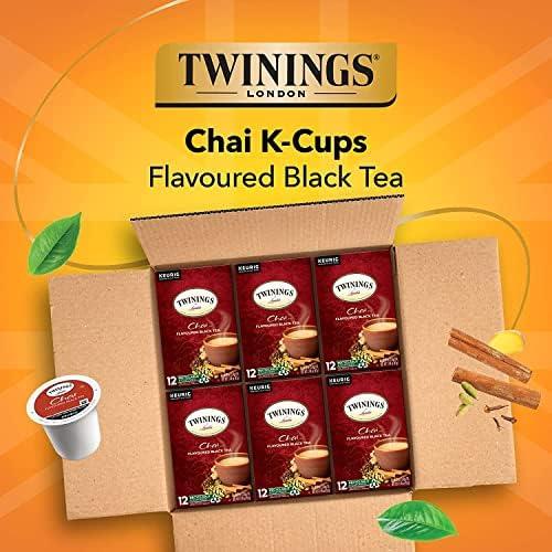 Twinings Twinings Chai Black Tea K-Cup Pods for Keurig, 12 Count (Pack of 6), Naturally Sweet, Savoury Spice Flavour, Caffeinated, Enjoy Hot or Iced