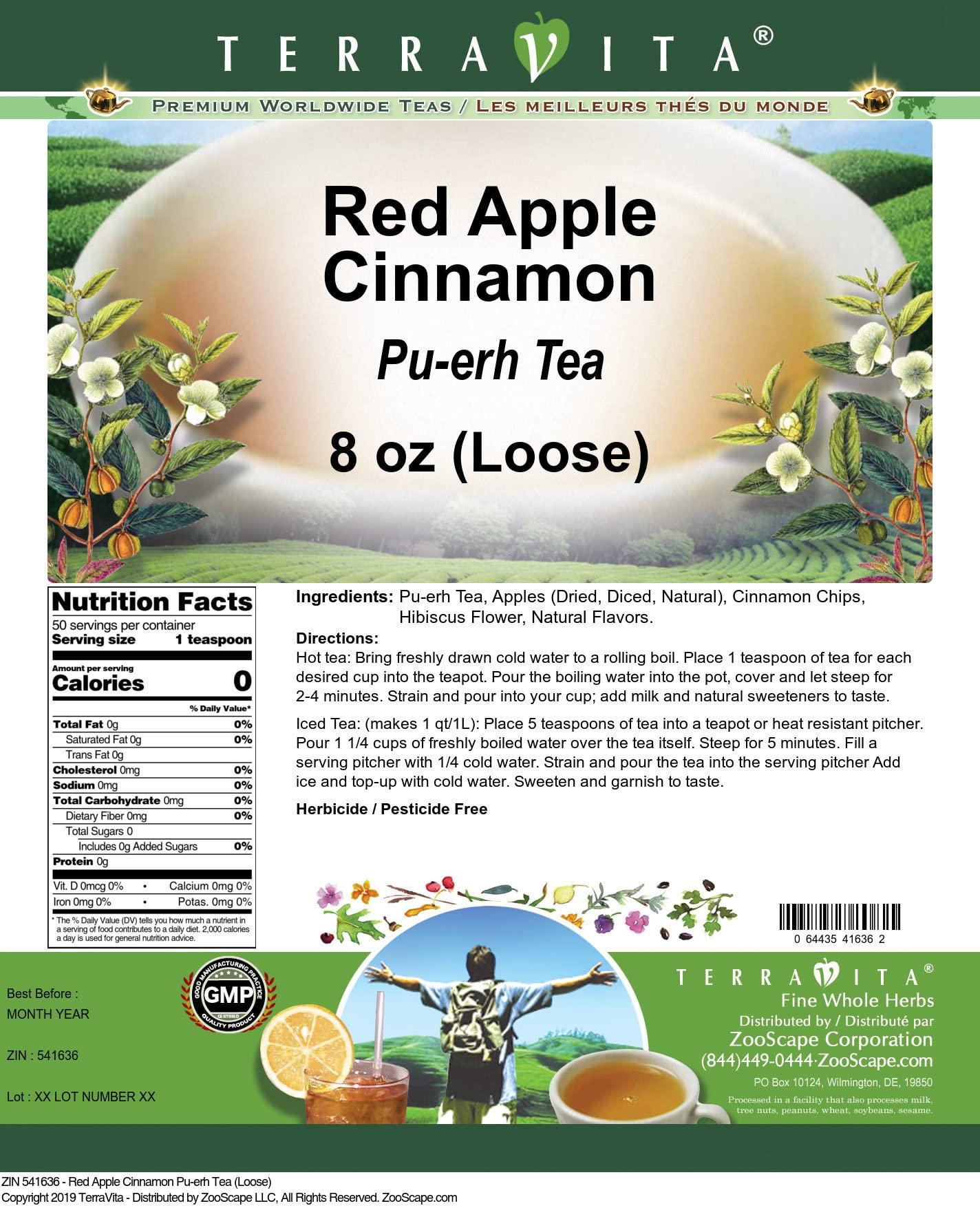 TerraVita Red Apple Cinnamon Pu-erh Tea (Loose) (8 oz, ZIN: 541636) - 3 Pack