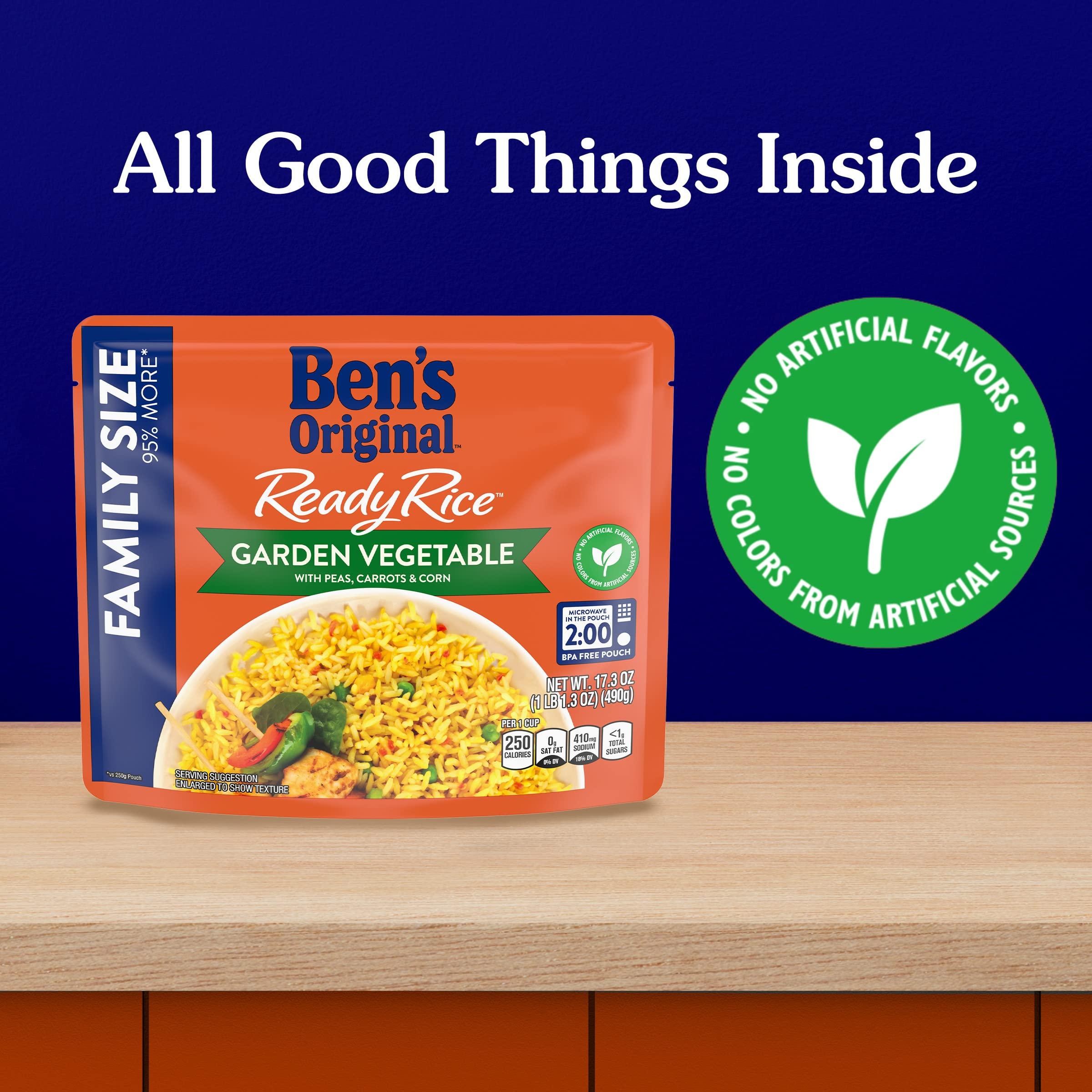 BEN'S ORIGINAL BEN'S ORIGINAL READY RICE Garden Vegetable Medley Flavored Rice, Family Size, 17.3 OZ Pouch (Pack of 6)