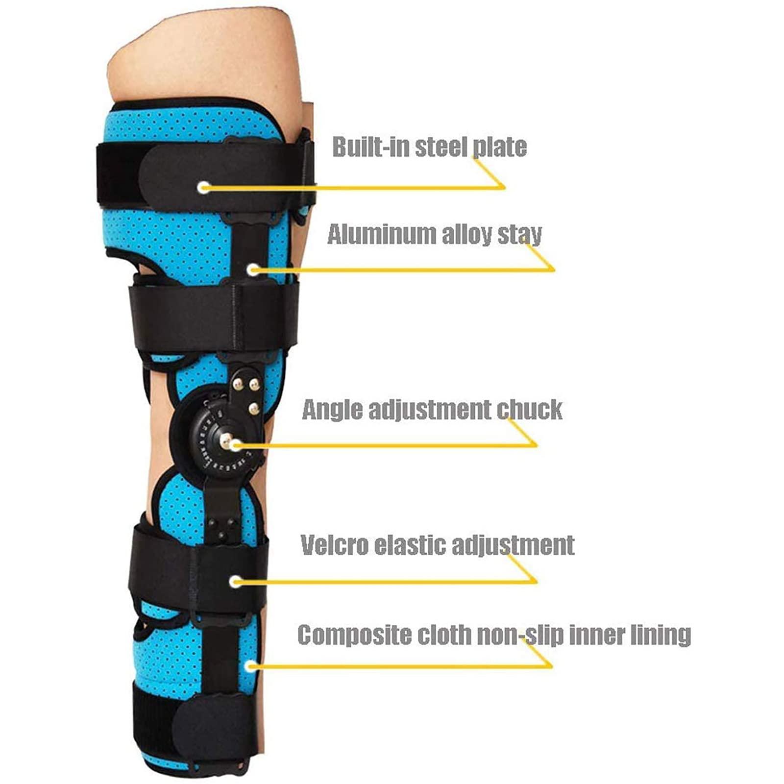 HDGRNCC HDGRNCC Knee Orthosis Immobilizer, Adjustable Hinged Knee Brace Splint Stabilizer ROM Knee Support for ACL Arthritis Meniscus Tear Ligament Injury for Leg Post-Op Fracture