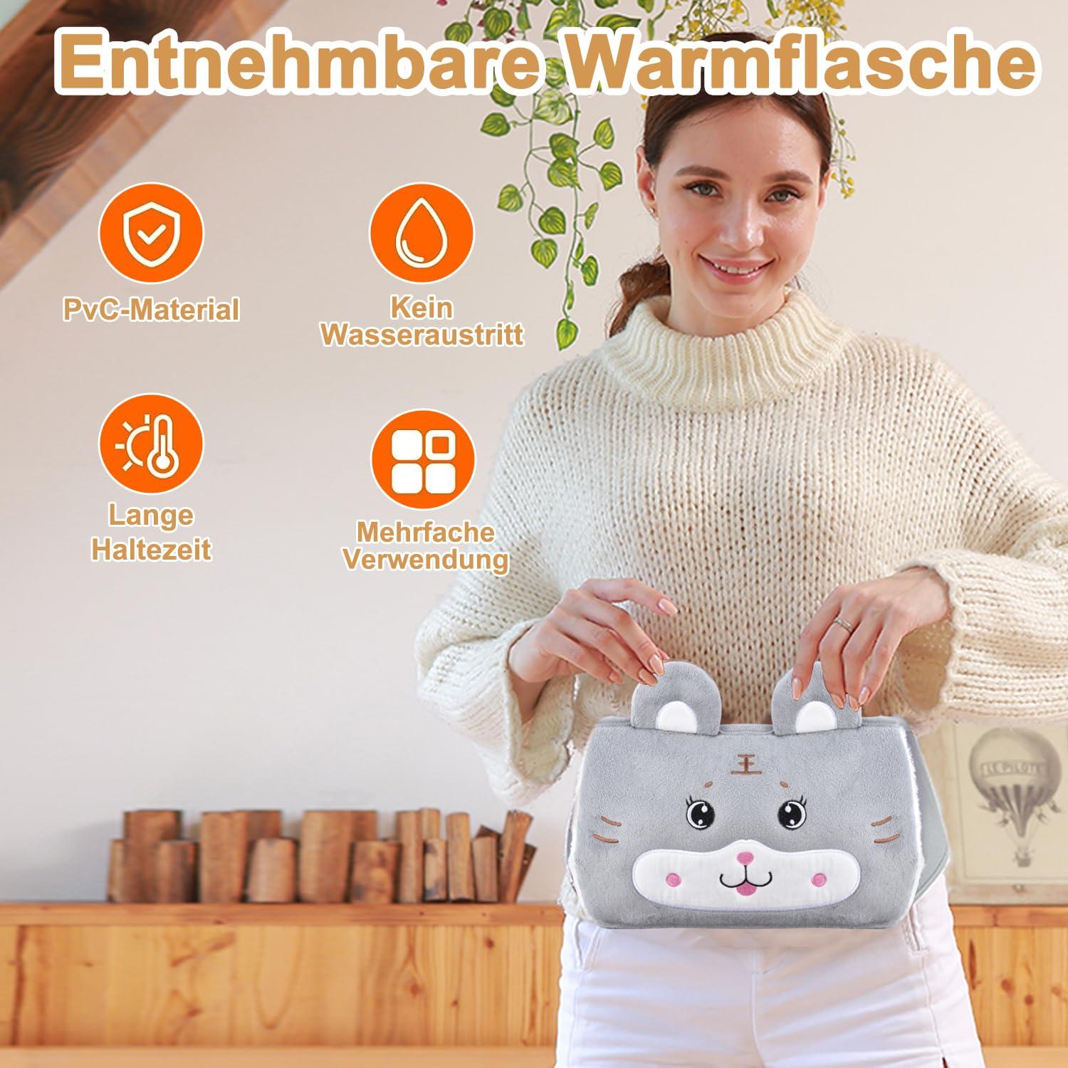 GUDFBALE Hot Water Bottle with Waist Cover,Wrap Around Warm Water Bag Belt Hand Warmer Pocket,Hot Water Bag with Cover for Menstrual Cramps,Pain Relief,Hot and Cold Therapy Grey