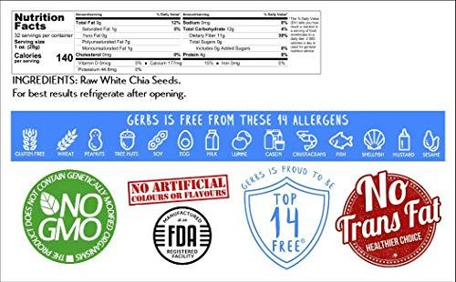 GERBS GERBS Raw White Chia Seeds 2 LBS. Premium Grade | Freshly Harvested & Packaged in Resealable Bulk Bag | Non-GMO, Keto & Paleo Cleared |Great with yogurt, smoothies & oatmeal | Gluten Peanut Free