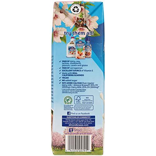 Blue Diamond Almonds Almond Breeze Dairy Free Almondmilk, Unsweetened Vanilla, 64 Ounce (Pack of 8)