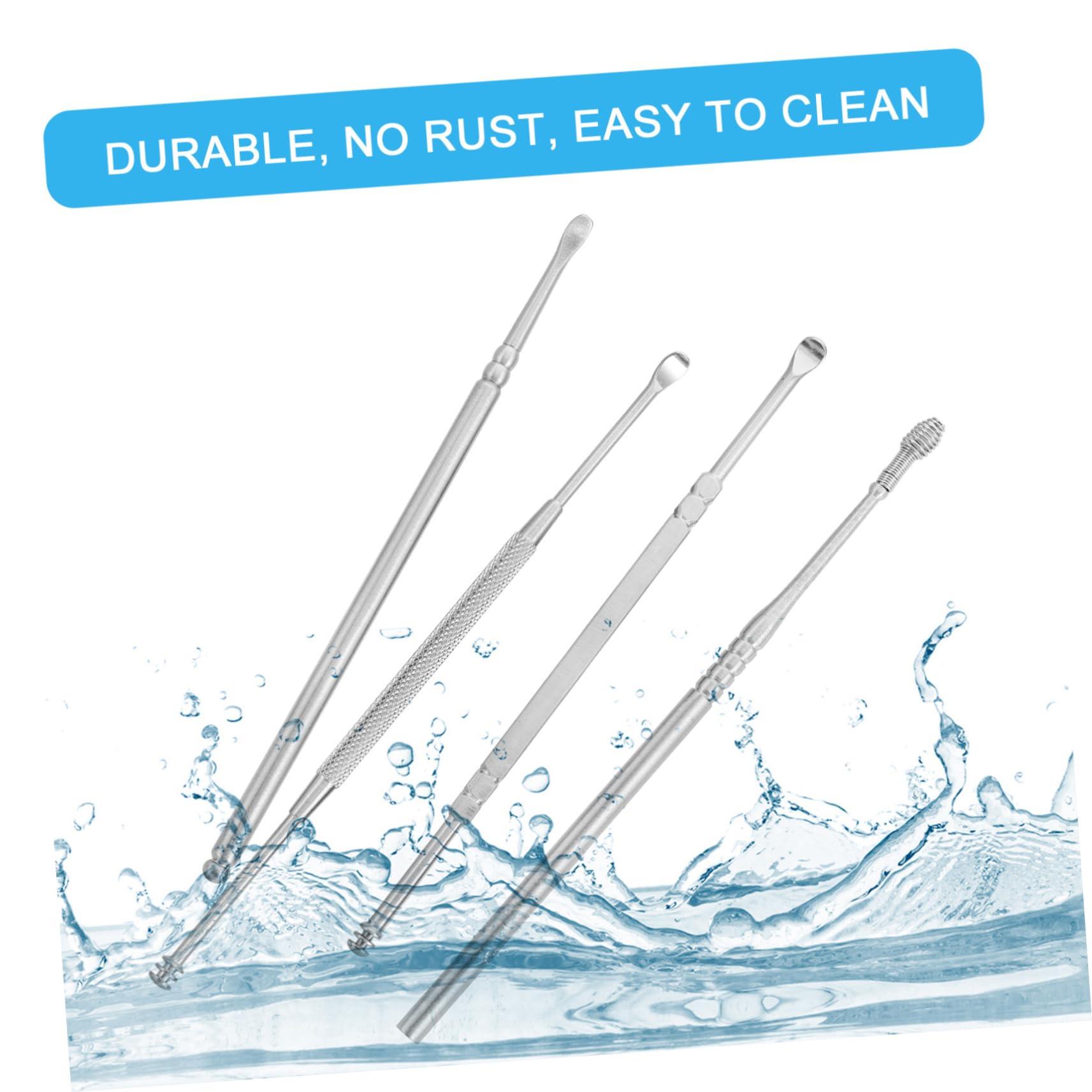 Healvian Healvian 18 Pcs Ear Picking Set Kit Earwax Ear Something Cleaner Buds Removal Ear Cleaning Drops Vet Ear Digger LED Strip Lights Cancelling Washer Device Silver Stainless Steel 410