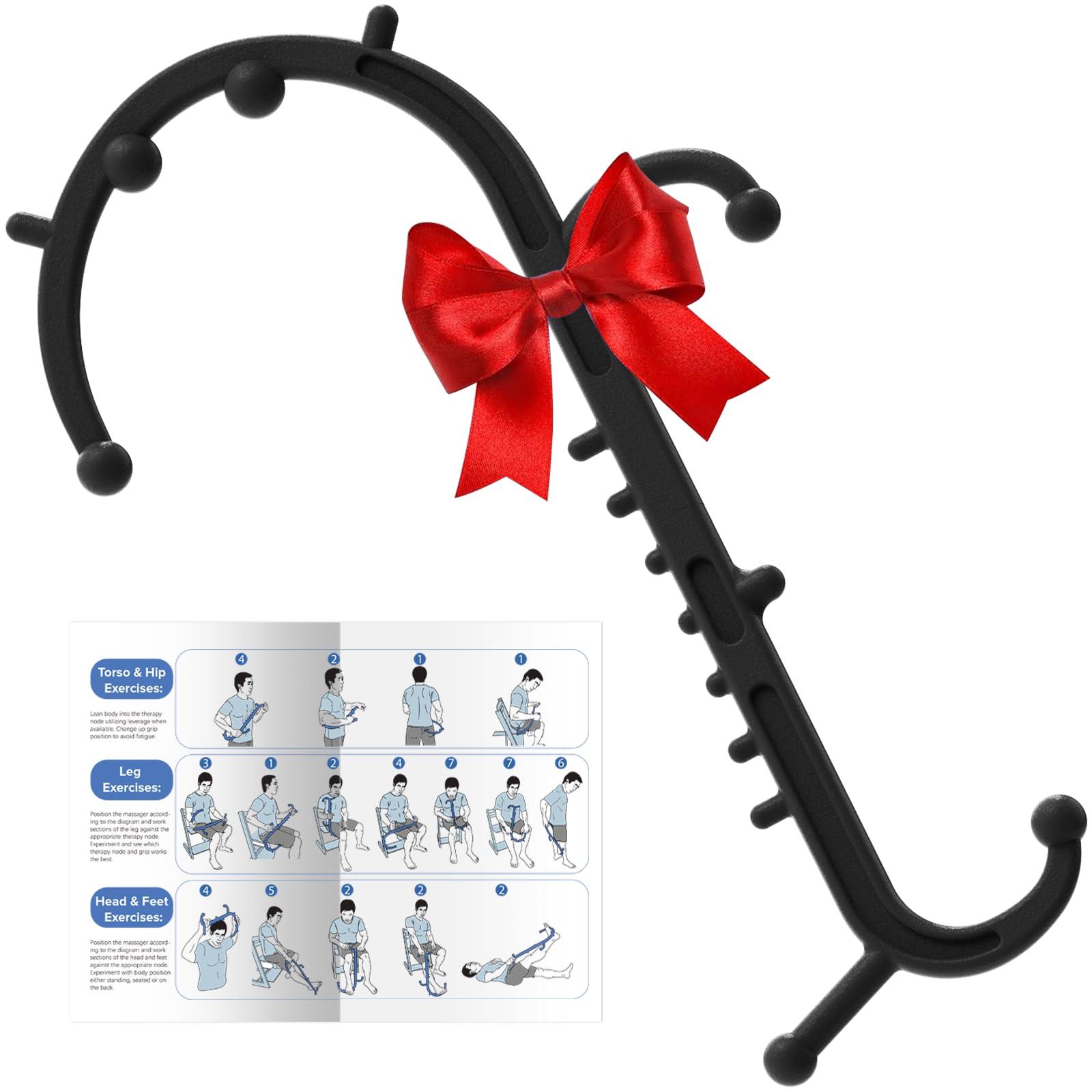 Cubetoou Cubetoou Back and Neck Massager for Pain Relief Deep Tissue, Upgraded Full Body Trigger Point Cane Massage Tools, Massage Stick Pressure Point Hook, Muscle Knot Remover Tool (Black)